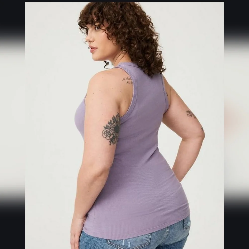 Torrid Super Soft Ribbed High Neck Tank Top in Dusk Size 1X NWT - Picture 2 of 13